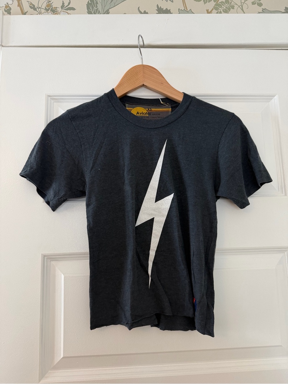 Aviator Nation Kids Black Tee with White Lightning Bolt